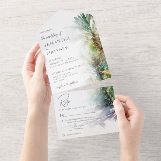 Tropische bestemmingstransport all in one uitnodiging (Afscheurbaar)