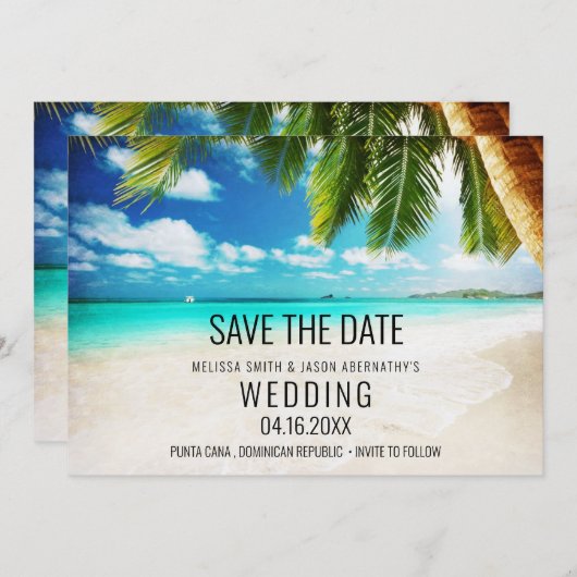 Tropische bestemmingstransport save the date (Voorkant / Achterkant)