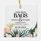 Tropische bestemmingsweddenschap bespaart de datum keramisch ornament (Voorkant)