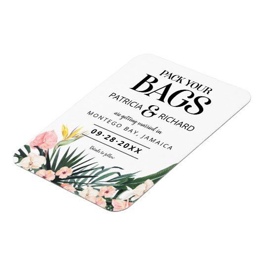 Tropische bestemmingsweddenschap bespaart de datum magneet (Linkerzijde)