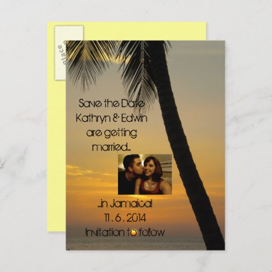 Tropische bestemmingsweddenschap sparen de Datum Aankondigingskaart (Voorkant / Achterkant)