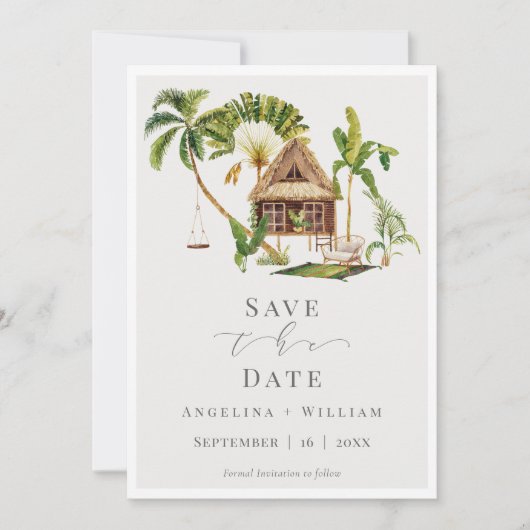 Tropische bestemmingsweddenschap sparen de Datum Kaart (Voorkant)