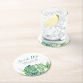 Tropische bestemmingsweddenschap sparen de Datum Ronde Kartonnen Onderzetter (Insitu)