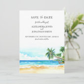 Tropische bestemmingsweddenschap sparen de Datum Save The Date (Staand voorkant)