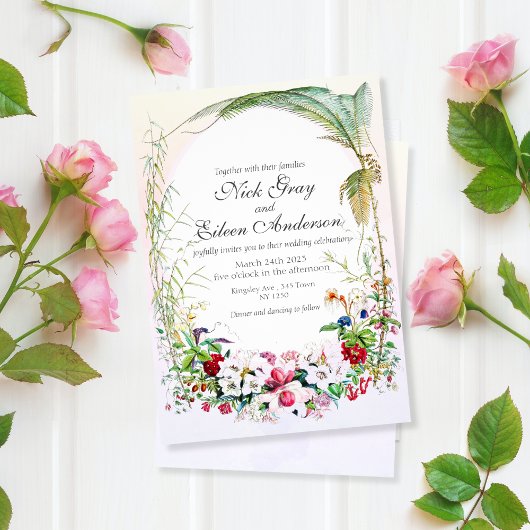 Tropische betoverde tuin bruiloft uitnodiging