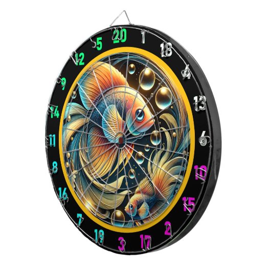 Tropische Betta Splash Dartboard Design Dartbord (Voorkant Rechts)