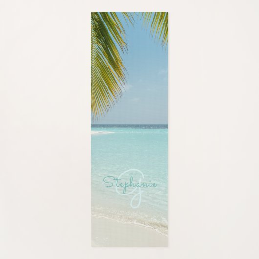 Tropische beugel Monogramed Elegant Palm Tree Yogamat (Voorkant)