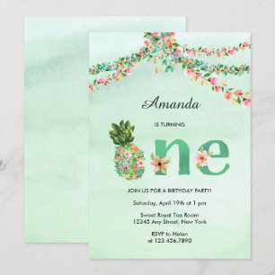 Tropische beuk Floral Waterverf eerste verjaardag Kaart