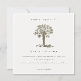 Tropische beukenpalm Donkergouden bruiloft uitnodi Bedankkaart