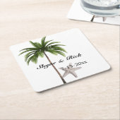 Tropische beukenpalm Moderne bruiloft Kartonnen Onderzetters (Schuin)