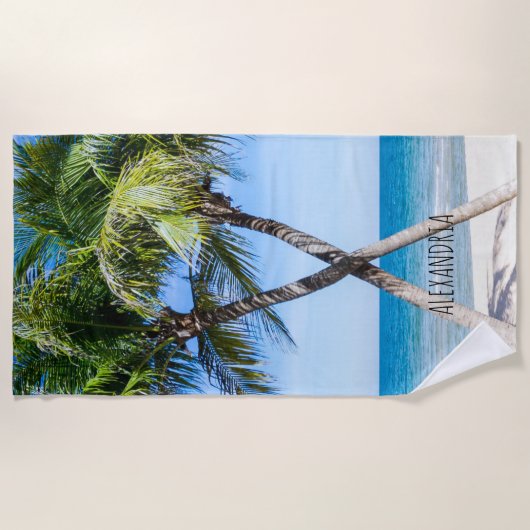 Tropische beukenpalm Trees DIY Persoonlijke foto Strandlaken (Voorkant)