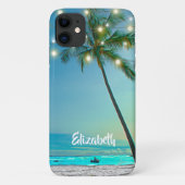 Tropische beukenpalm Trees String Lights Hawaii Case-Mate iPhone Case (Achterkant)