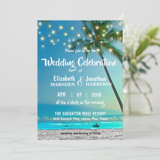 Tropische beukenpalm Trees String Lights Modern Kaart (Staand voorkant)