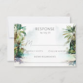Tropische beukenpalm Trees Wedding RSVP Kaart (Voorkant)