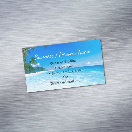 Tropische beukenpalmbomen Ocean Zee Custom Busines Magnetisch Visitekaartje (Voorbeeld)