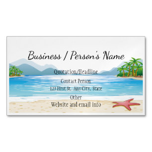 Tropische beukenpalmbomen Ocean Zee Custom Busines Magnetisch Visitekaartje