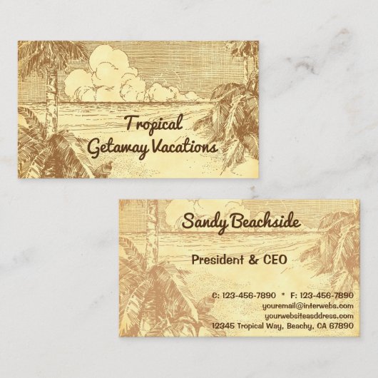 Tropische beukenpalmen  kunst Aangepast Contactkaartje (Voorkant / Achterkant)