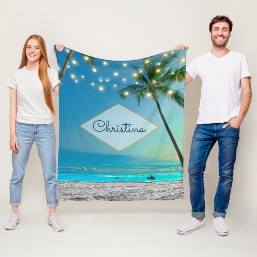 Tropische beukenvellen palmbomen eigen naam fleece deken (In situ)