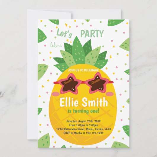 Tropische bewerkbare zomerfeest Kaart (Voorkant)