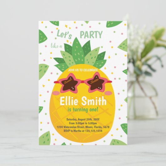 Tropische bewerkbare zomerfeest Kaart (Staand voorkant)