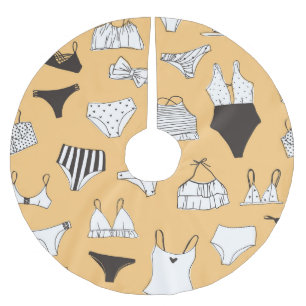 Tropische bikini: handgetekend zomerpatroon kerstboom rok