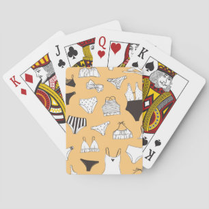 Tropische bikini: handgetekend zomerpatroon pokerkaarten