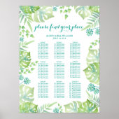 Tropische blaadjes huwelijkszittingsschema poster (Voorkant)