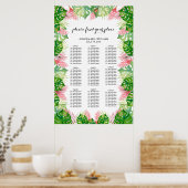 Tropische blaadjes huwelijkszittingsschema poster (Keuken)