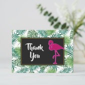 Tropische blaaspatronen en roze Bedankt met vlamJa Kaart (Staand voorkant)