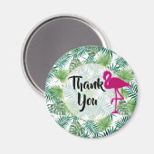 Tropische blaaspatronen en roze Bedankt met vlamJa Magneet (Voorkant / Achterkant)