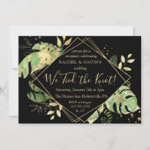 Tropische Black & Gold 'Elopement' Trouwreceptie Kaart (Voorkant)