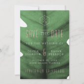 Tropische Blad Art Deco Geïnspireerde Save the Dat Kaart (Voorkant)