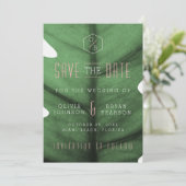 Tropische Blad Art Deco Geïnspireerde Save the Dat Kaart (Staand voorkant)