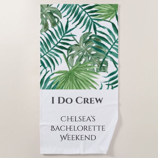 Tropische Blad Bachelorette Strandfeest Handdoek (Voorkant)
