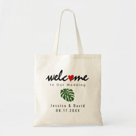 Tropische blad bestemming bruiloft welkomsttas tote bag