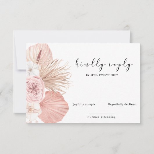 tropische blad bohemian blush RSVP-kaart RSVP Kaartje (Voorkant)