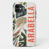 Tropische blad botanische gepersonaliseerde naam Case-Mate iPhone case (Achterkant)