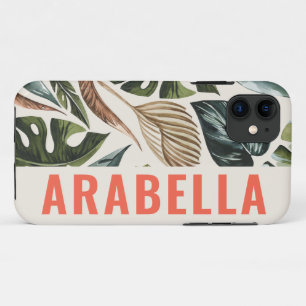 Tropische blad botanische gepersonaliseerde naam Case-Mate iPhone case