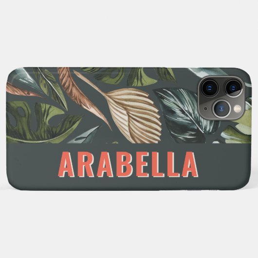 Tropische blad botanische gepersonaliseerde naam Case-Mate iPhone case (Achterkant (horizontaal))