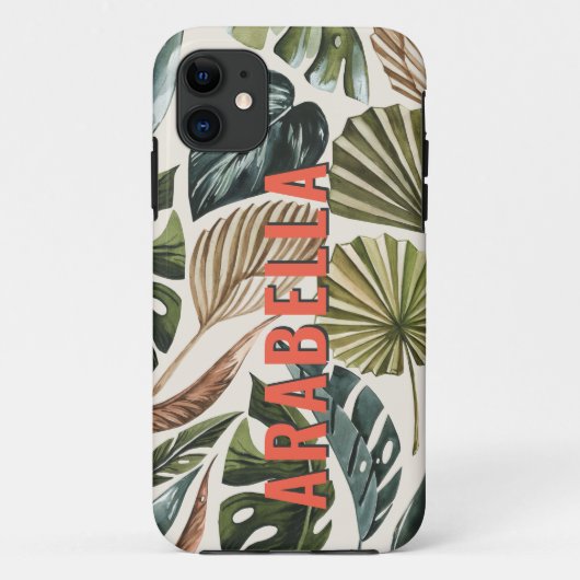 Tropische blad botanische gepersonaliseerde naam Case-Mate iPhone case (Achterkant)