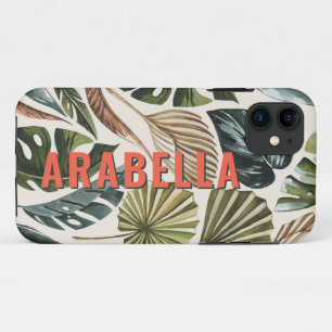 Tropische blad botanische gepersonaliseerde naam Case-Mate iPhone case