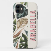 Tropische blad botanische gepersonaliseerde naam Case-Mate iPhone case (Achterkant)