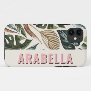 Tropische blad botanische gepersonaliseerde naam Case-Mate iPhone case