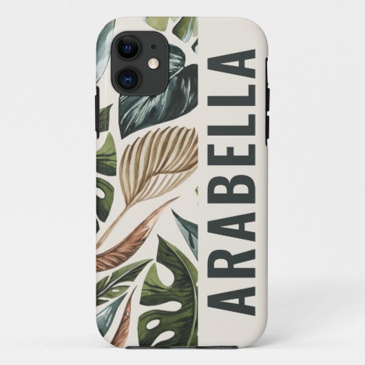 Tropische blad botanische gepersonaliseerde naam Case-Mate iPhone case (Achterkant)