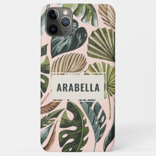 Tropische blad botanische gepersonaliseerde naam Case-Mate iPhone case
