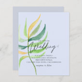 Tropische blad budget bruiloft uitnodigingen met e (Voorkant / Achterkant)