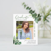 Tropische blad foto afstudeeraankondiging (Staand voorkant)