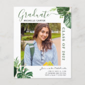 Tropische blad foto afstudeeraankondiging (Voorkant)