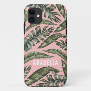 Tropische blad gepersonaliseerde naam Case-Mate iPhone case