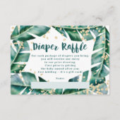 Tropische blad gouden luier raffle baby shower informatiekaartje (Voorkant)